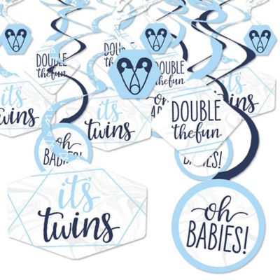 It S Twin Boys Blue Twins Baby Shower Hanging Decor Party