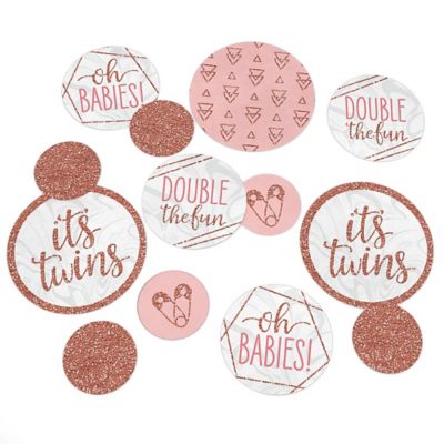 It S Twin Girls Pink And Rose Gold Twins Baby Shower Giant Circle