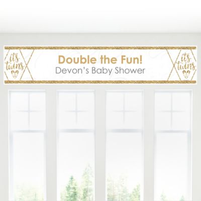 It S Twins Personalized Gold Twins Baby Shower Banner