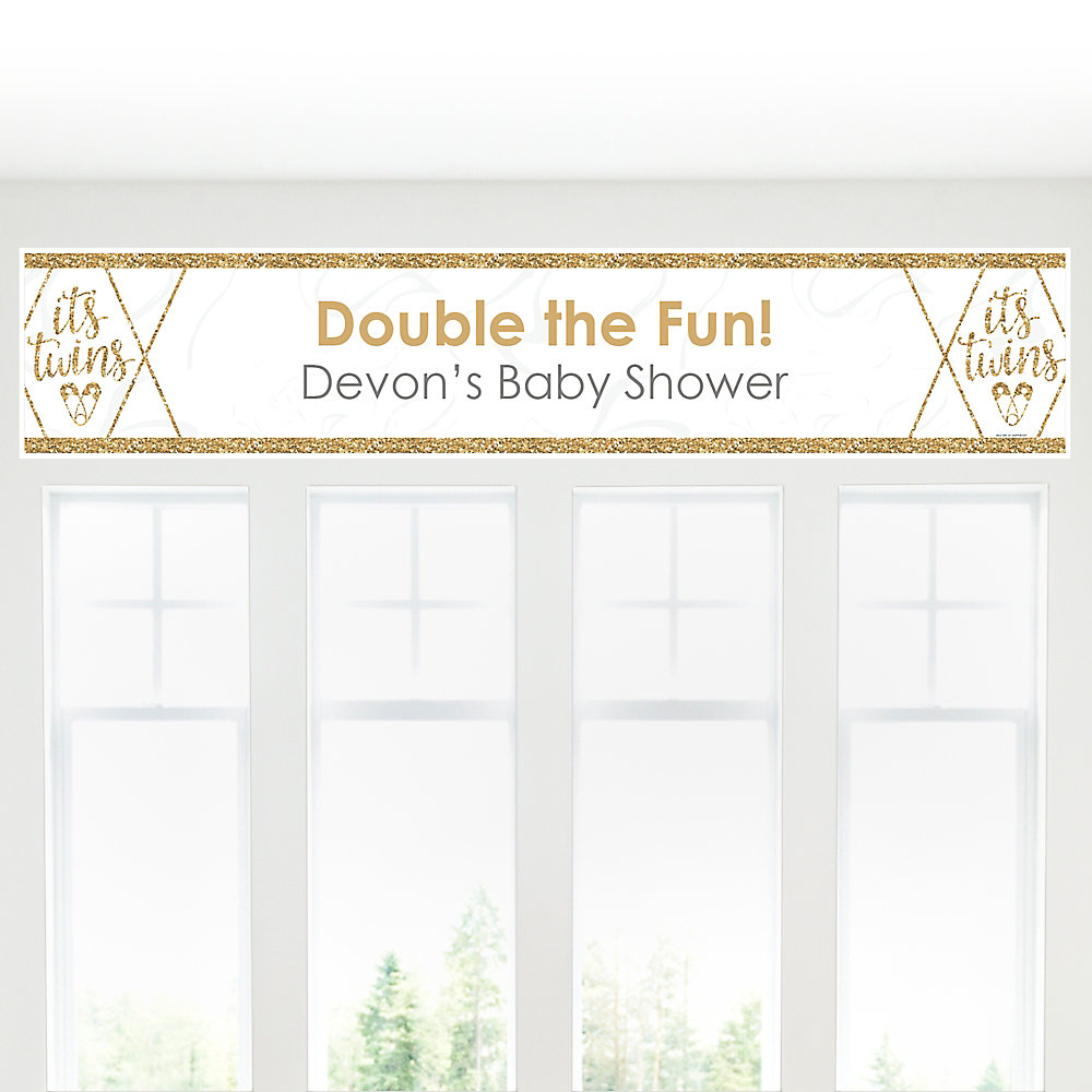 It S Twins Personalized Gold Twins Baby Shower Banner It S Twins Personalized Gold Twins Baby Shower Banner