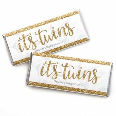 It S Twins Personalized Candy Bar Wrapper Gold Twins Baby Shower