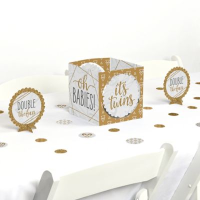 It S Twins Gold Twins Baby Shower Centerpiece Table Decoration