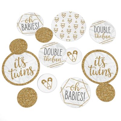 It S Twins Gold Twins Baby Shower Giant Circle Confetti Party