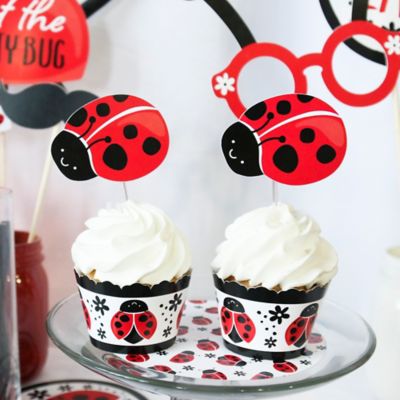 Happy Little Ladybug Cupcake Decoration Baby Shower Or
