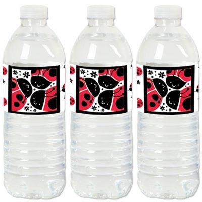Happy Little Ladybug Baby Shower Or Birthday Party Water Bottle