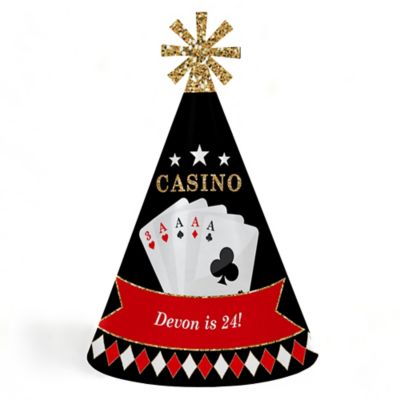 Las Vegas Personalized Casino Cone Birthday Party Hats for Kids and
