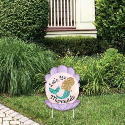 Let's Be Mermaids Outdoor Lawn Sign Baby Shower or Birthday Party