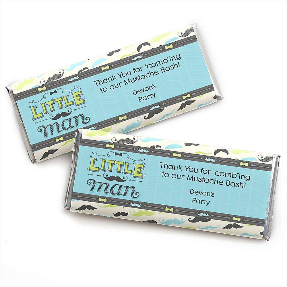 Dashing Little Man Mustache Party Personalized Candy Bar Wrapper