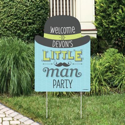 Dashing Little Man Mustache Party - Party Decorations - Birthday Party or Baby Shower Personalized Welcome Yard Sign
