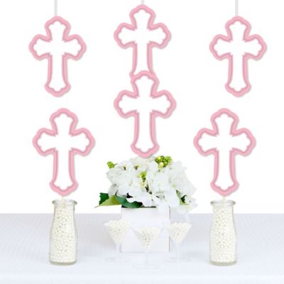 Little Miracle Girl Pink Gray Cross Decorations Diy Baptism Or