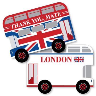 Cheerio, London Shaped Thank You Cards British UK Party Thank You