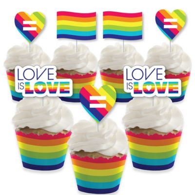 Love Is Love Gay Pride Cupcake Decoration Lgbtq Rainbow