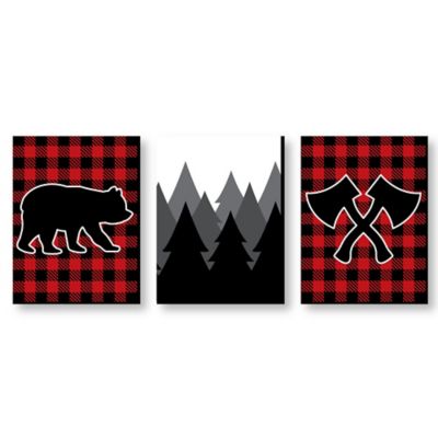 Lumberjack Channel The Flannel Buffalo Plaid Nursery Wall Art Rustic Kids Room Decor And Cabin Home Decorations 7 5 X 10 Inches Set Of 3