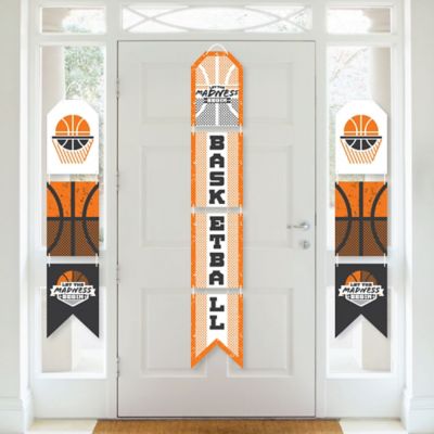 Basketball Let the Madness Begin Hanging Vertical Paper Door