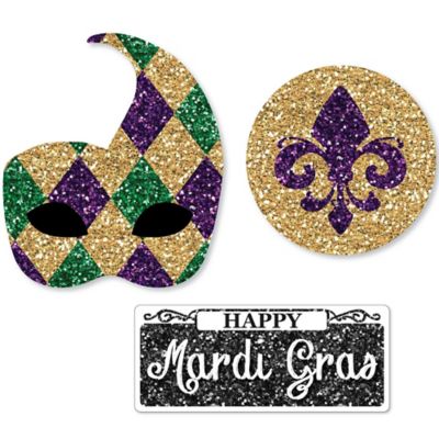 Mardi Gras Diy Shaped Masquerade Party Paper Cut Outs 24 Ct