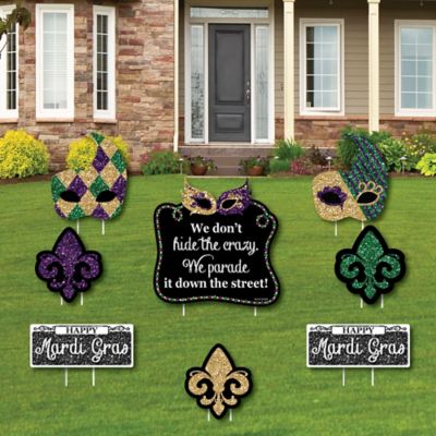 Mardi Gras Yard Sign Outdoor Lawn Decorations Masquerade
