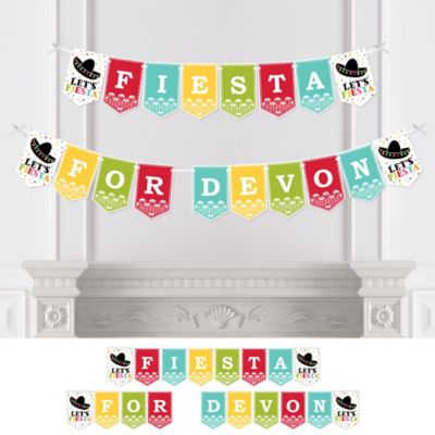 Let S Fiesta Personalized Mexican Fiesta Party Bunting Banner