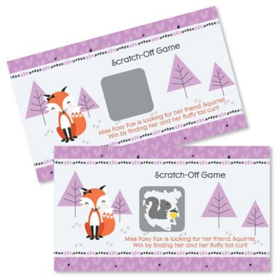 Miss Foxy Fox Baby Shower Game Scratch Off Cards 22 Ct