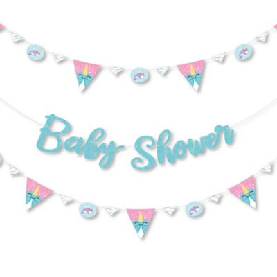 Narwhal Girl Under The Sea Baby Shower Letter Banner Decoration