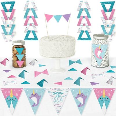 Narwhal Girl Diy Pennant Banner Decorations Under The Sea Baby
