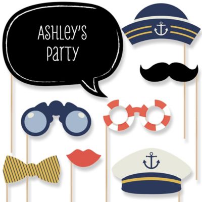 Ahoy - Nautical - Baby Shower Photo Booth Props Kit - 20 Props