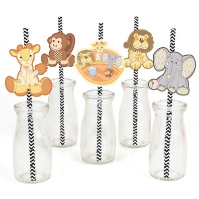 Noah S Ark Baby Shower Straw Decor With Chevron Paper Straws