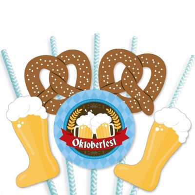 Oktoberfest German Beer Festival Party Straw Decor With Chevron