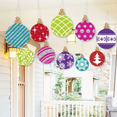 Hanging Colorful Ornaments Outdoor Holiday And Christmas Hanging Porch And Tree Yard Decorations 10 Pieces