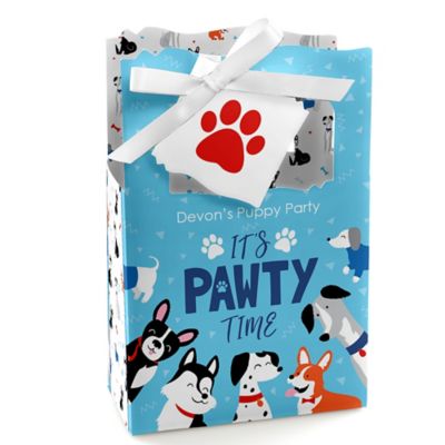 Pawty Like a Puppy Personalized Dog Party Favor Boxes Set of 12