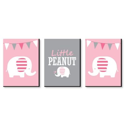 Pink Elephant Baby Girl Nursery Wall Art Kids Room Decor 7 5 X 10 Inches Set Of 3 Prints
