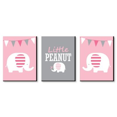 Pink Elephant Baby Girl Nursery Wall Art Kids Room Decor 7 5