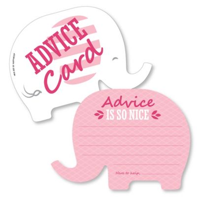 Pink Elephant Wish Card Girl Baby Shower Activities Shaped