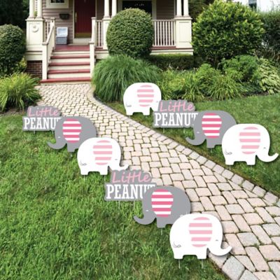 Pink Elephant Lawn Decorations Outdoor Girl Baby Shower Or