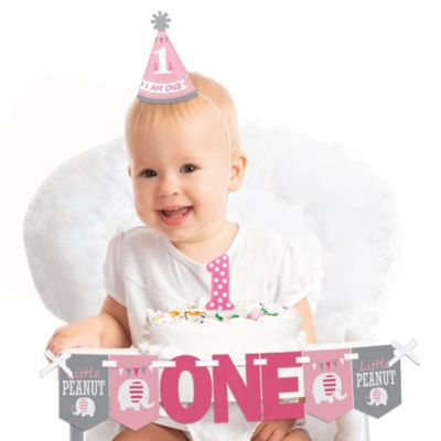 Pink Elephant 1st Birthday First Birthday Girl Smash Cake