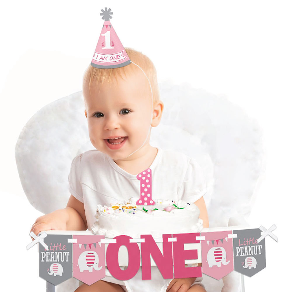 Pink Elephant 1st Birthday First Birthday Girl Smash Cake