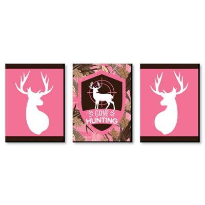 Pink Gone Hunting Deer Hunting Decorations Camo Wall Art And Man Cave Decor 7 5 X 10 Inches Set Of 3 Prints
