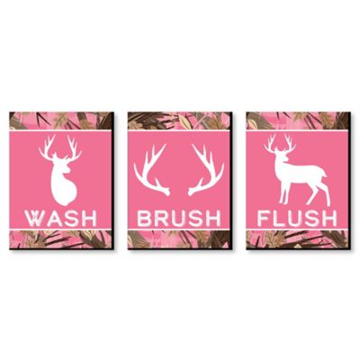 Pink Gone Hunting Kids Bathroom Rules Wall Art 7 5 X 10 Inches