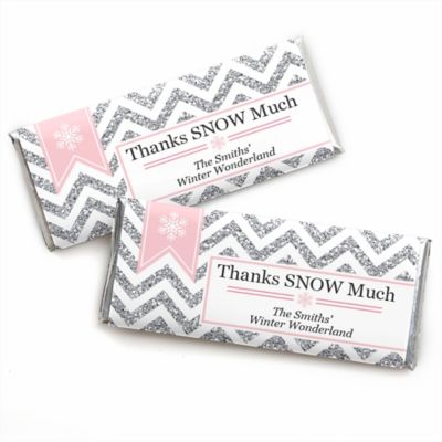 Pink Winter Wonderland Personalized Candy Bar Wrappers Holiday