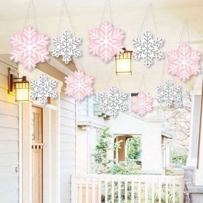Hanging Pink Winter Wonderland Outdoor Holiday Snowflake