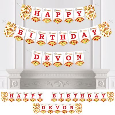 Pizza Party Time Personalized Fiesta Birthday Party Bunting
