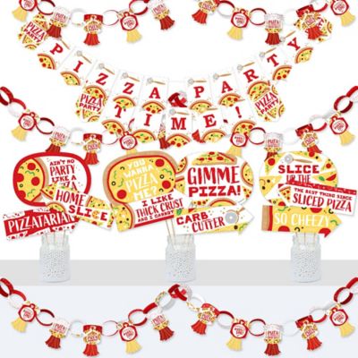 Pizza Party Time Banner And Photo Booth Decorations Baby