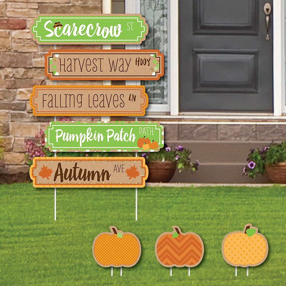 Pumpkin Patch Street Sign Cutouts Fall Thanksgiving Party Yard Signs Decorations Set Of 8