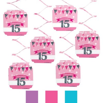 Quinceanera Birthday Party Hanging Decorations 6 Ct