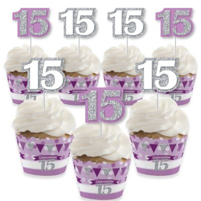 Quinceanera Purple Sweet 15 Cupcake Decoration Birthday