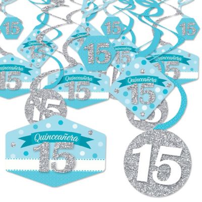 Quinceanera Teal Sweet 15 Birthday Party Hanging Decor Party