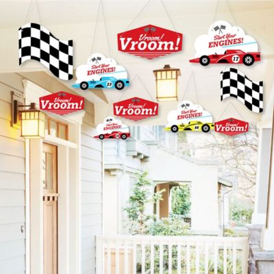 Hanging Let S Go Racing Racecar Outdoor Race Car Birthday Party Or Baby Shower Hanging Porch Tree Yard Decorations 10 Pieces