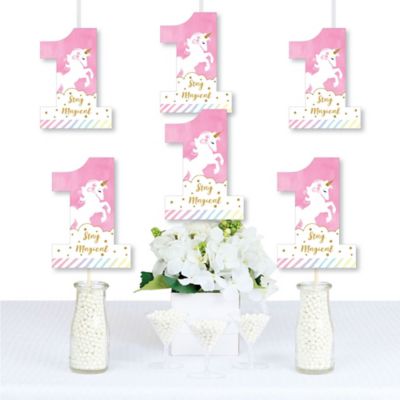 1st Birthday Rainbow Unicorn One Shaped Decorations Diy Magical