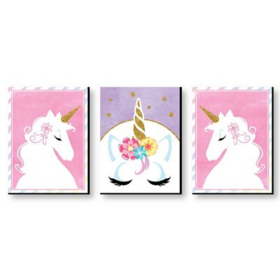 Rainbow Unicorn Baby Girl Nursery Wall Art Kids Room Decor 7 5 X 10 Inches Set Of 3 Prints