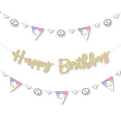 Rainbow Unicorn Birthday Party Letter Banner Decoration 36