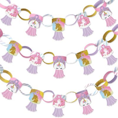 Rainbow Unicorn 90 Chain Links and 30 Paper Tassels Decoration Kit
